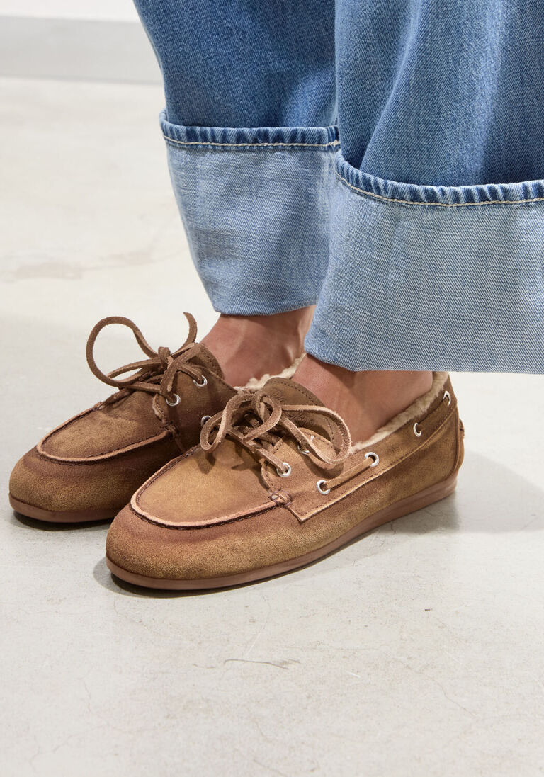 bruine posa mocassins boat loafer veg-shearling