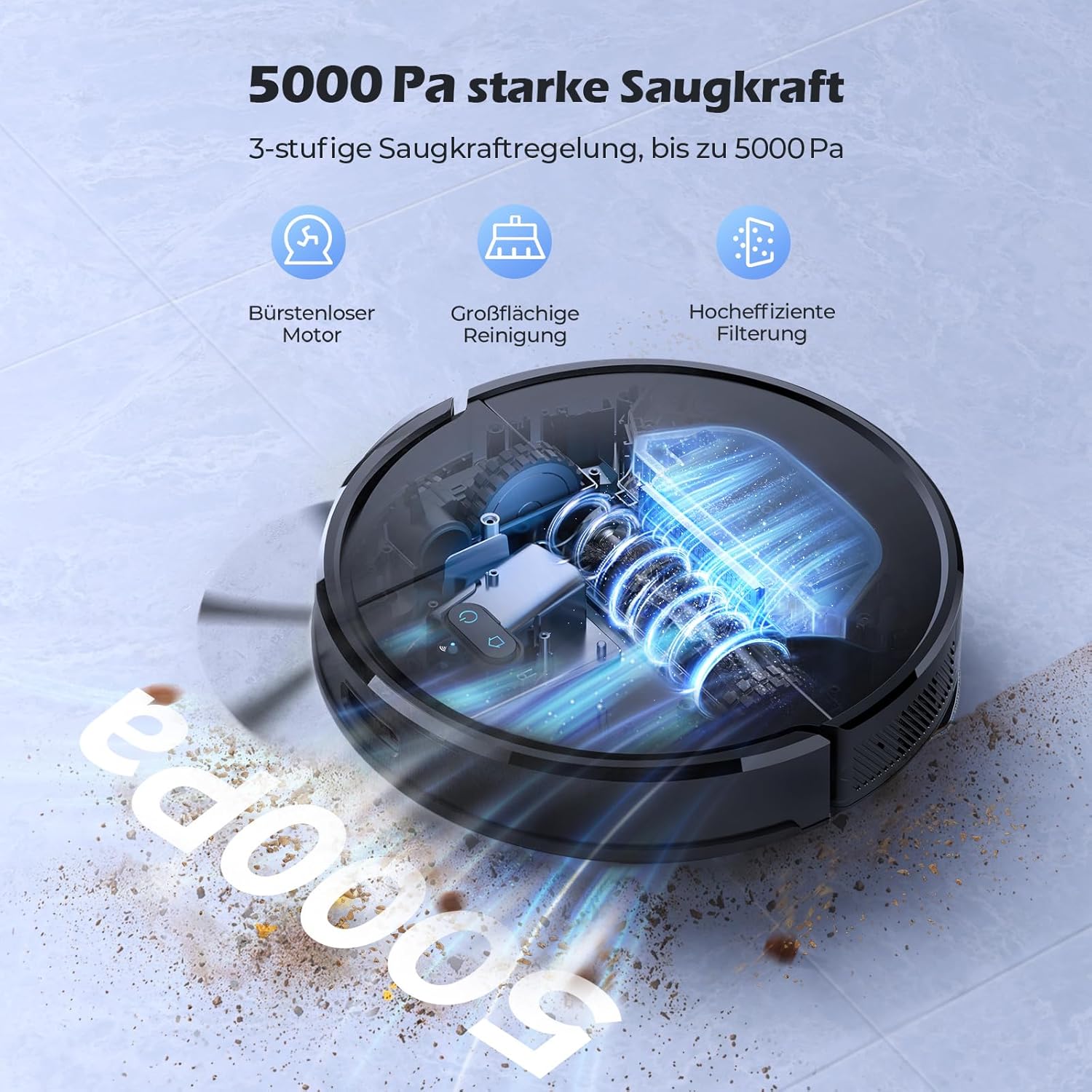 Lubluelu Saugroboter mit Absaugstation 3-in-1, 4500Pa Staubsauger Roboter mit Wischfunktion, Roboterstaubsauger mit Lasernavigation, App Steuerung, 24 No-Go Zonen für Tierhaare, Teppich (SL68 Plus)