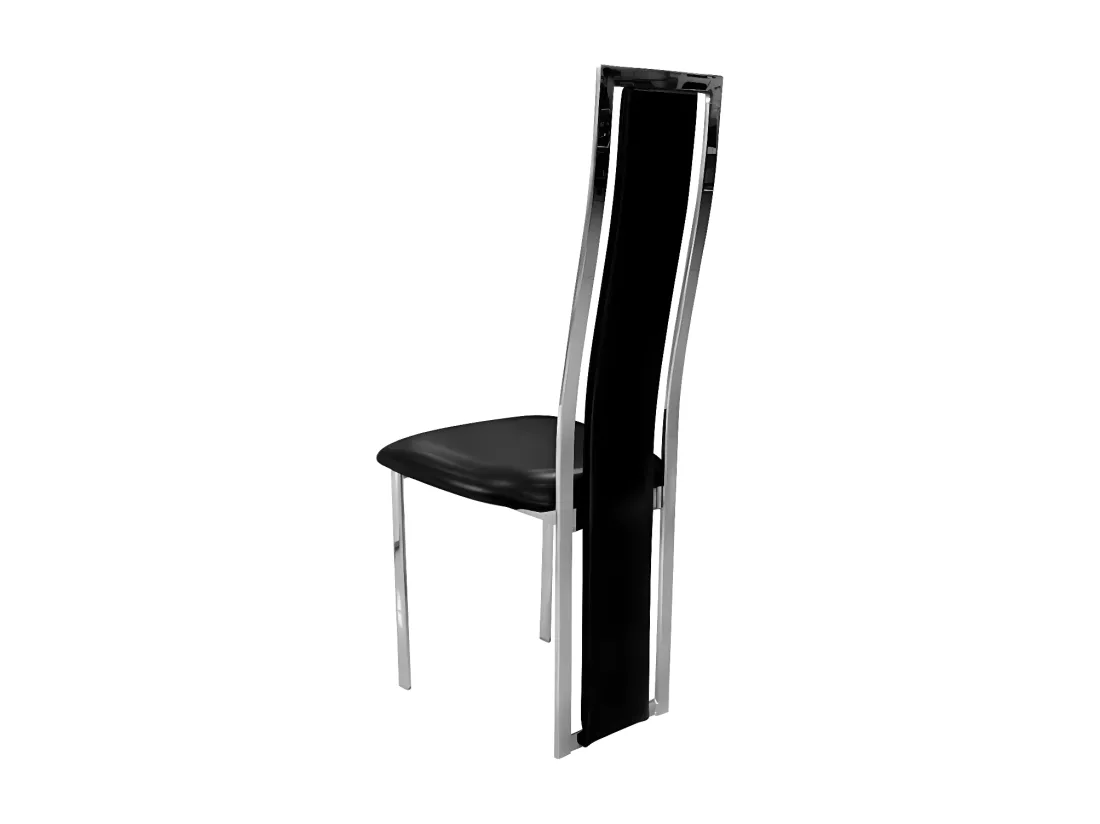 Lot de 6 chaises Dana simili Noir contour chromé