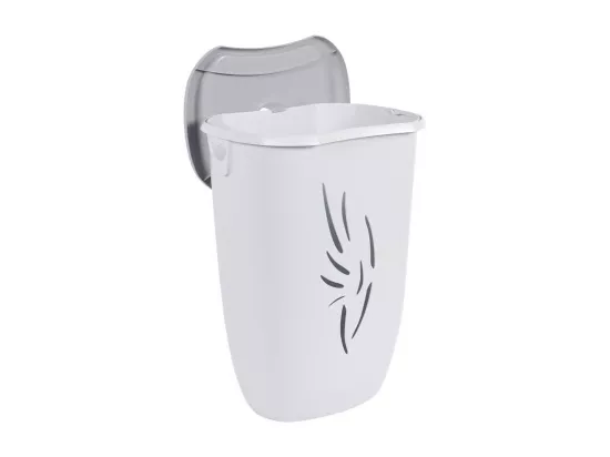 Coffre a linge Flora 40 L - Gris béton et Blanc cérusé - 40 x 30 x 57 cm - EDA PLASTIQUE