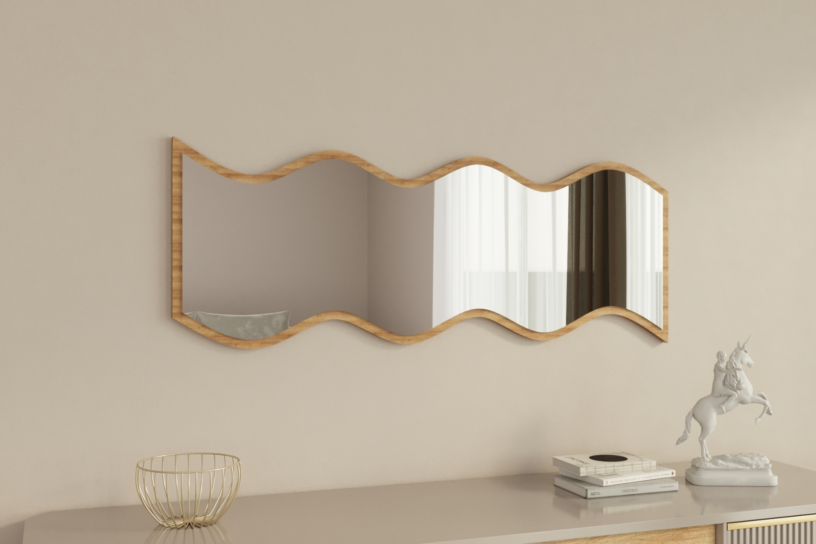 Spiegel - beige - welliges Design
