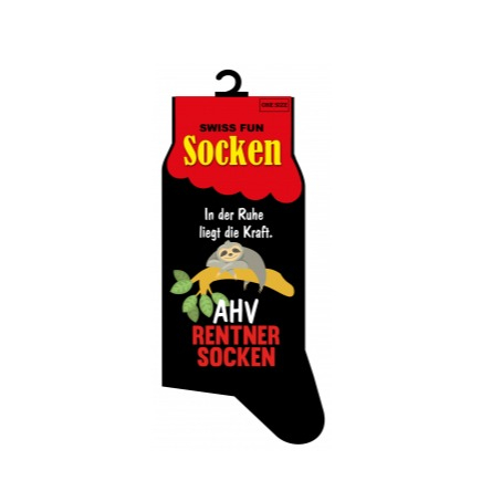 (1 Paar) Gr. 41-46 Baumwoll Socken AHV Rentner Fashion Strümpfe Pensionierung - Schwarz