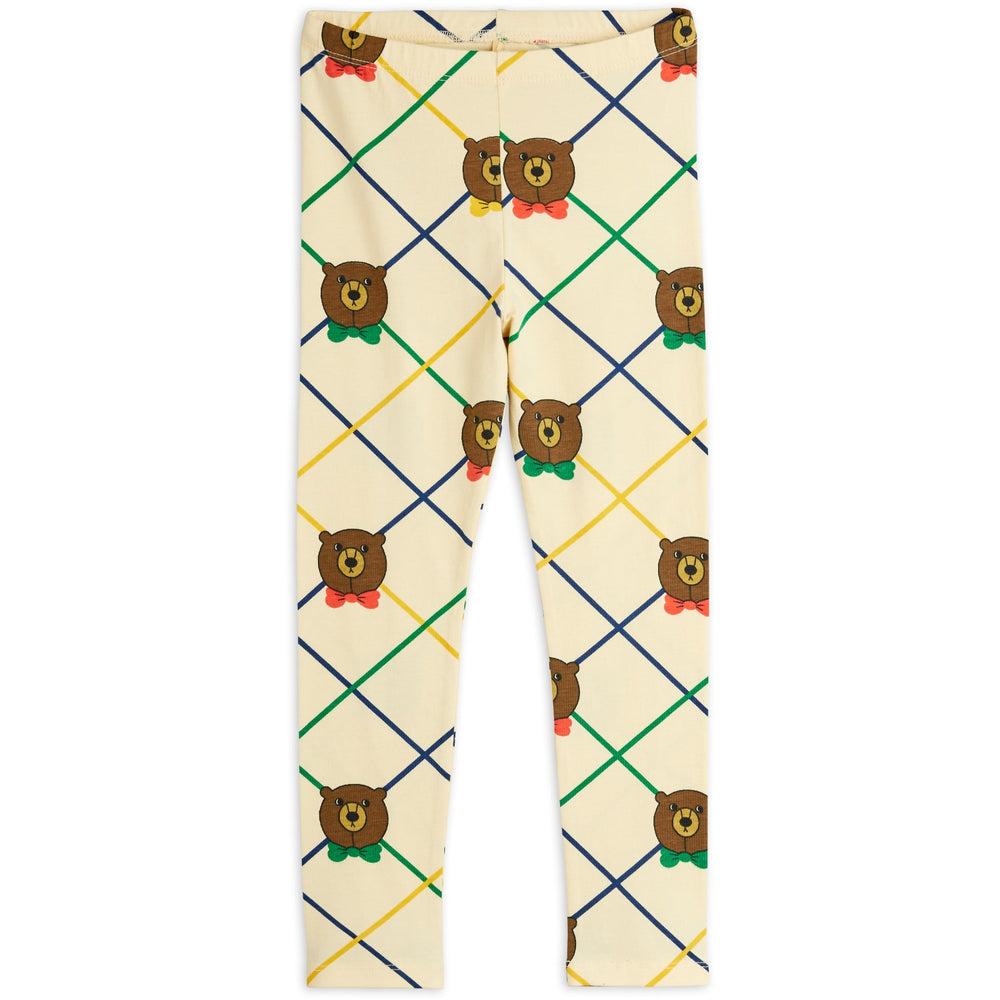 Køb Mini Rodini Off-white Bjørn Check AOP Leggings