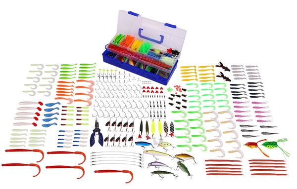 Coffret multi-leurres Fish4All durs, souples et métalliques avec pince (328pcs)
