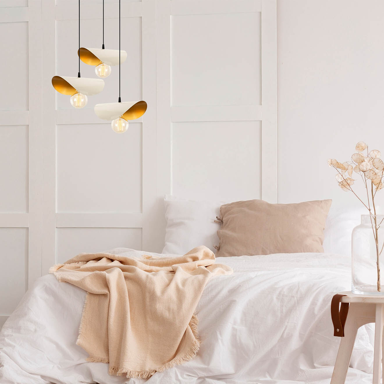 Sheen Suspension Sivani blanc/doré - 45x106 cm
