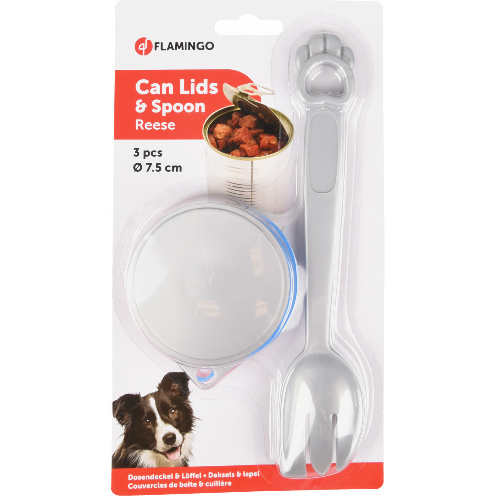 3 couvercles alimentaire pour boite ø 7,5 cm et cuillère pour chat