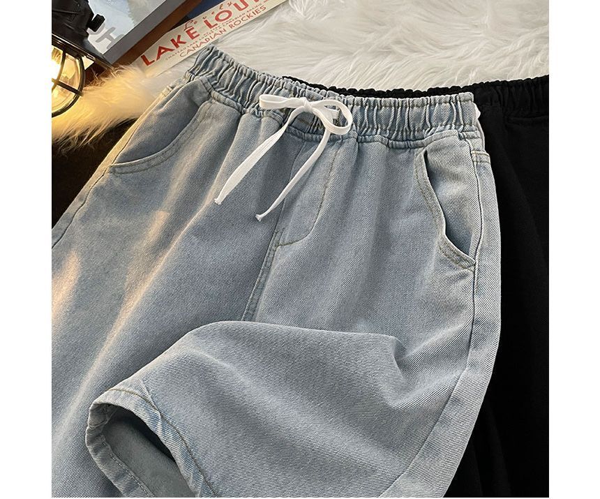 Whyessa - Gewassen denim shorts met trekkoordtaille