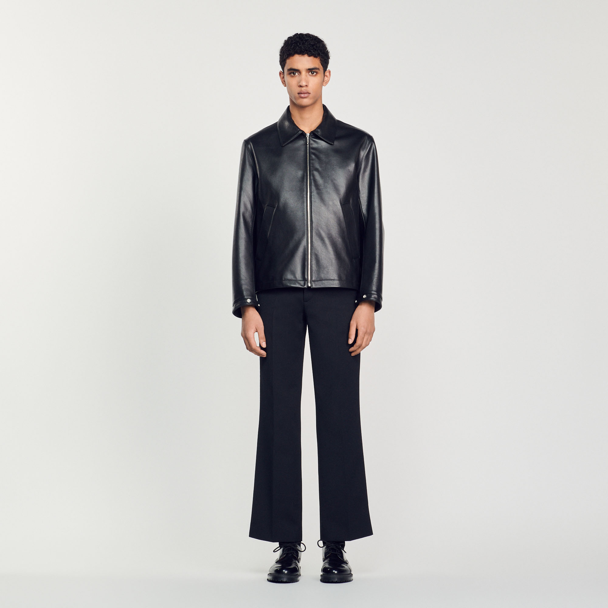 Blouson en cuir lisse