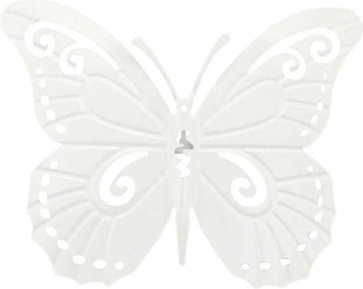 HBX tuinwanddecoratie Vlinder wit 35 x 44,5 cm