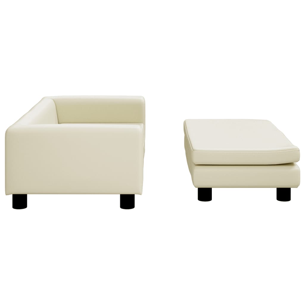 Cama para cães vidaXL com extensão, couro sintético creme, 100x50x30 cm