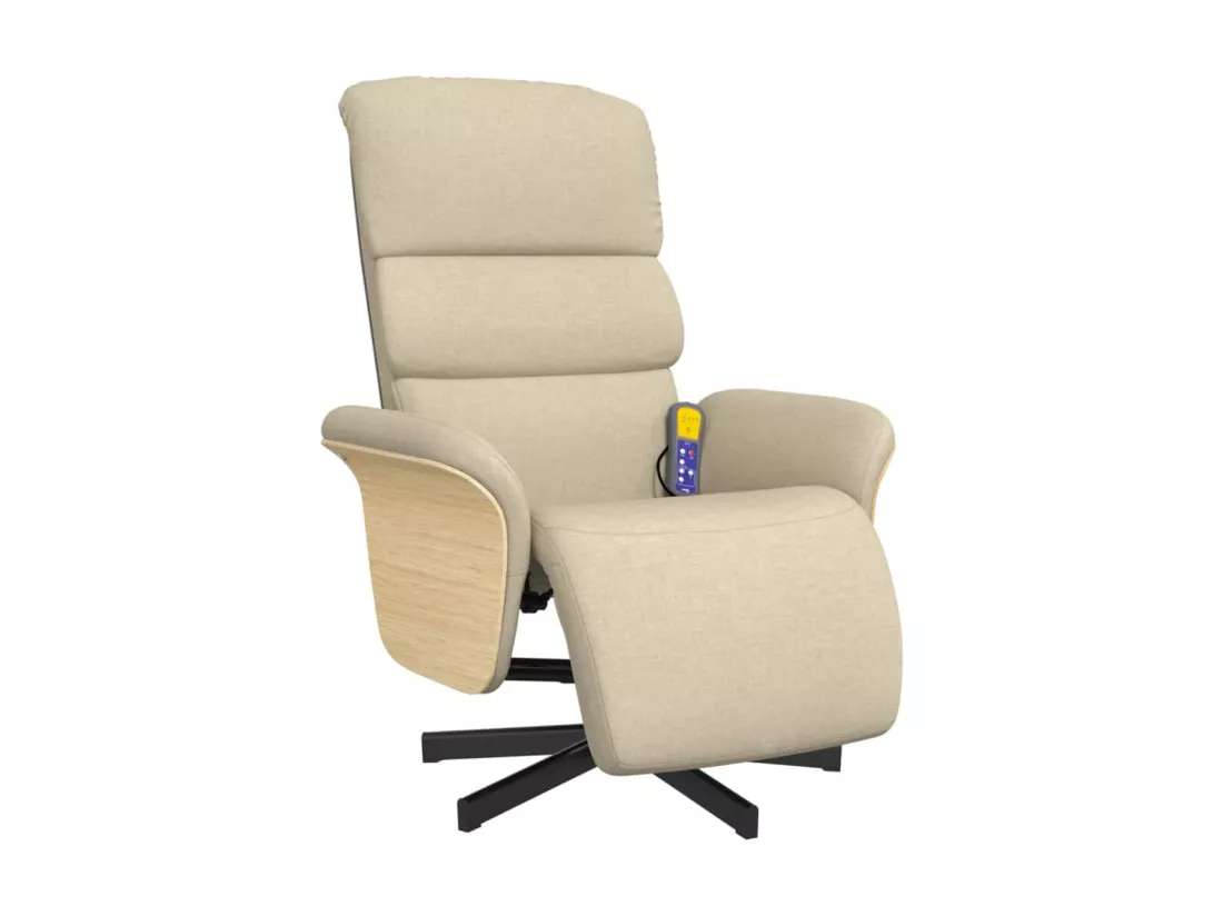 Fauteuil inclinable de massage avec repose-pieds crème tissu