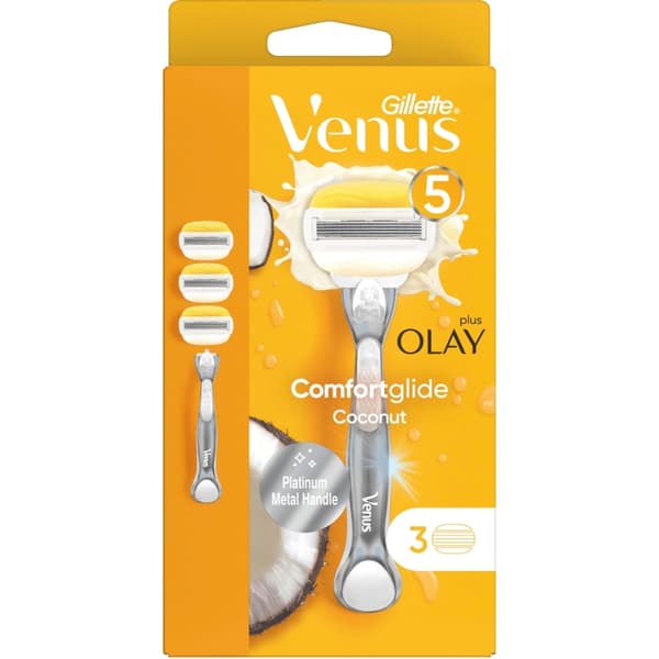 Gillette Barberhøvel Comfortglide Coconut m Olay 3stk