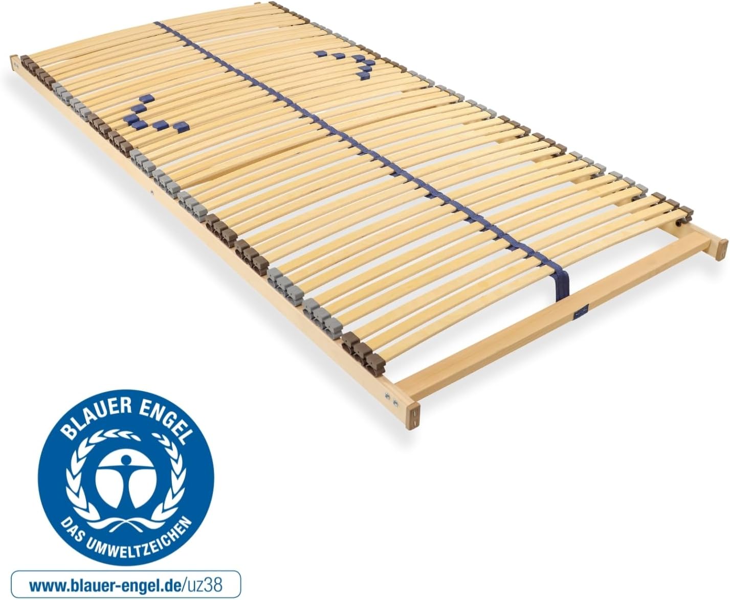Lattenrost 80x200 cm vormontiert Blauer Engel-Zertifizierung 42 Latten 7-Zonen Birkenschichtholz belastbar 150 Kg Made in Germany