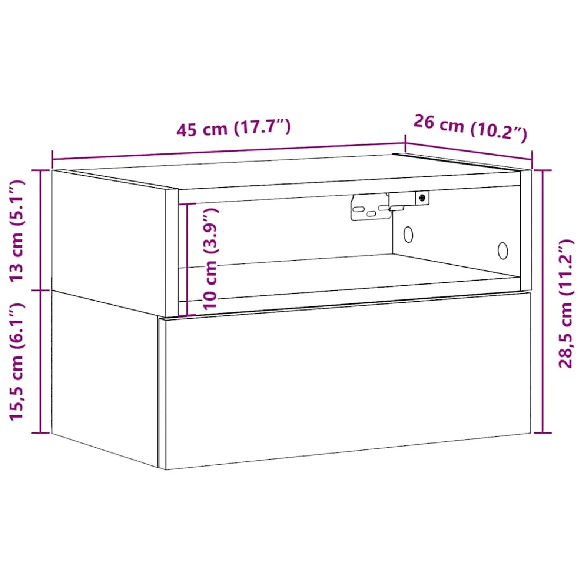 vidaXL Table de chevet murale - Blanc