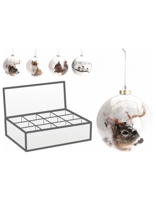 Homestyle Kerstbal Winter Dieren - Kerstversiering - 8x8x9 cm Assorti