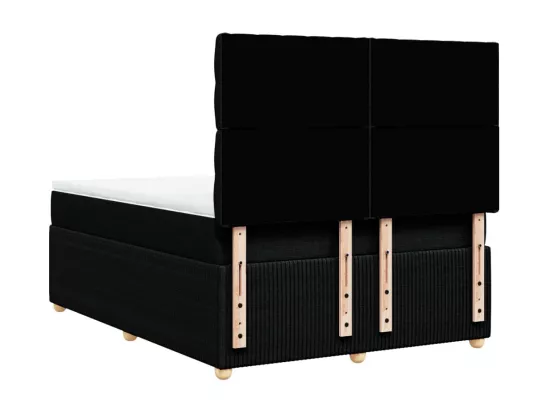 Sommier à lattes de lit avec matelas Noir 160x200 cm Tissu