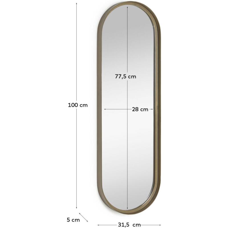Miroir mural Tiare métal doré 31 x 101 cm