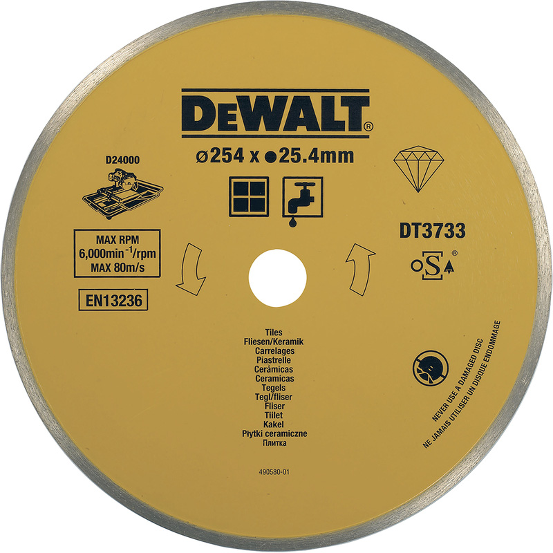 DeWALT Diamantblad, met gesloten rand, voor keramiek, asgat 25,4mm Ø250mm