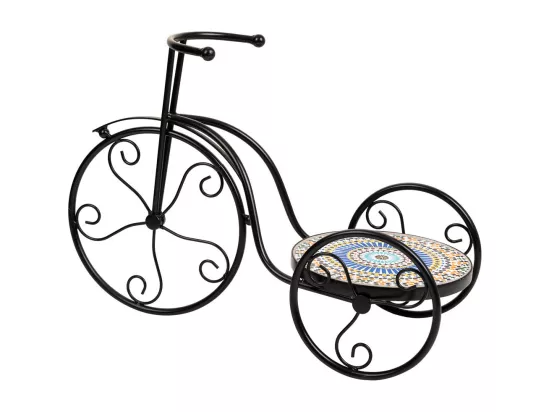 Support vélo en mosaïque et fer forgé noir 53x23.5x36h