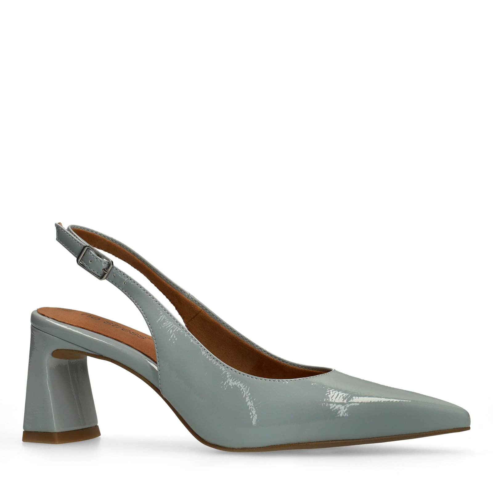 Blauwe lak slingbacks