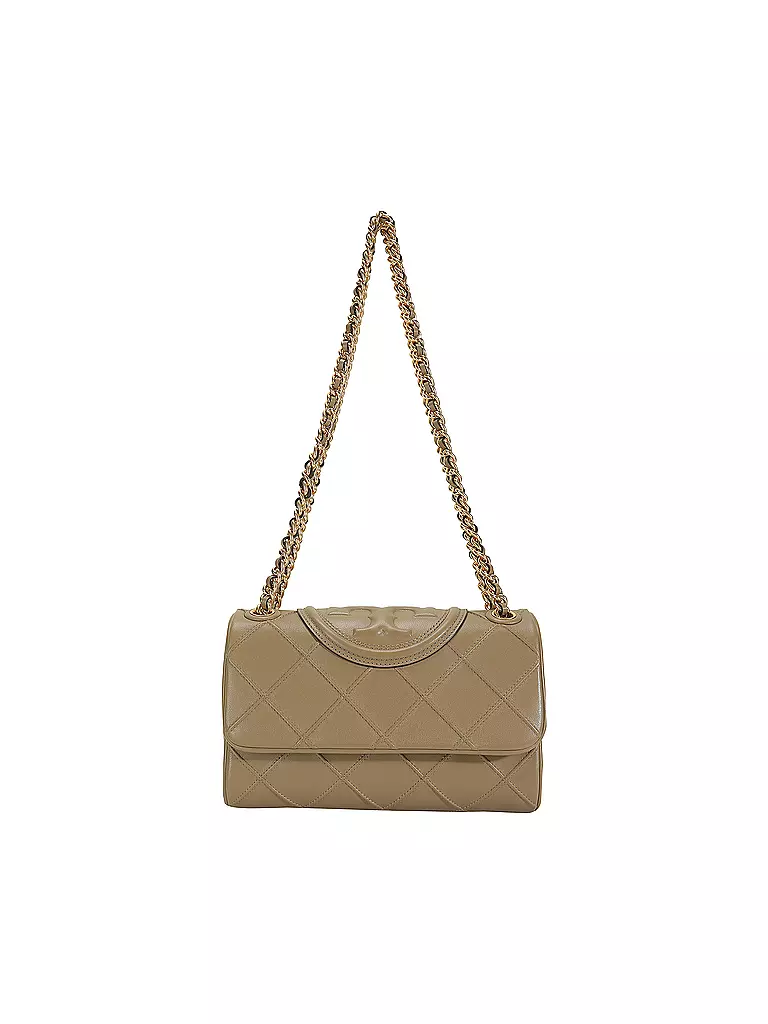TORY BURCH Ledertasche - Umhängetasche FLEMING grau