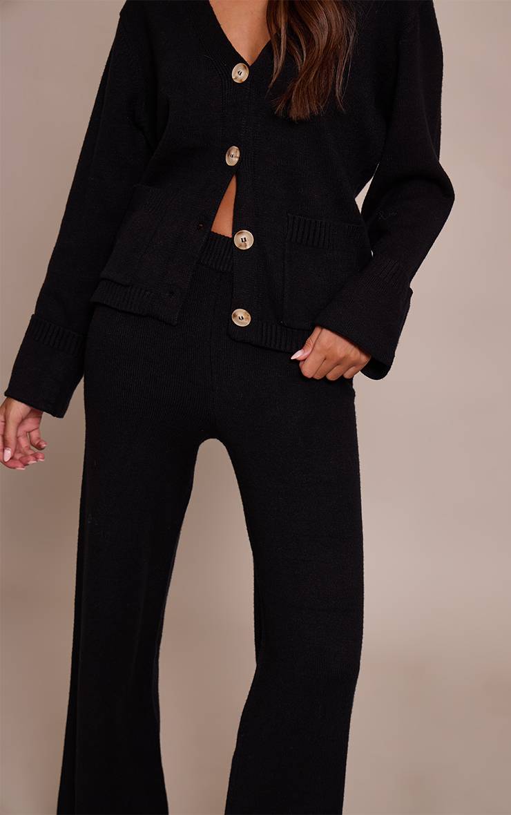 Noir Pantalon Large En Maille
