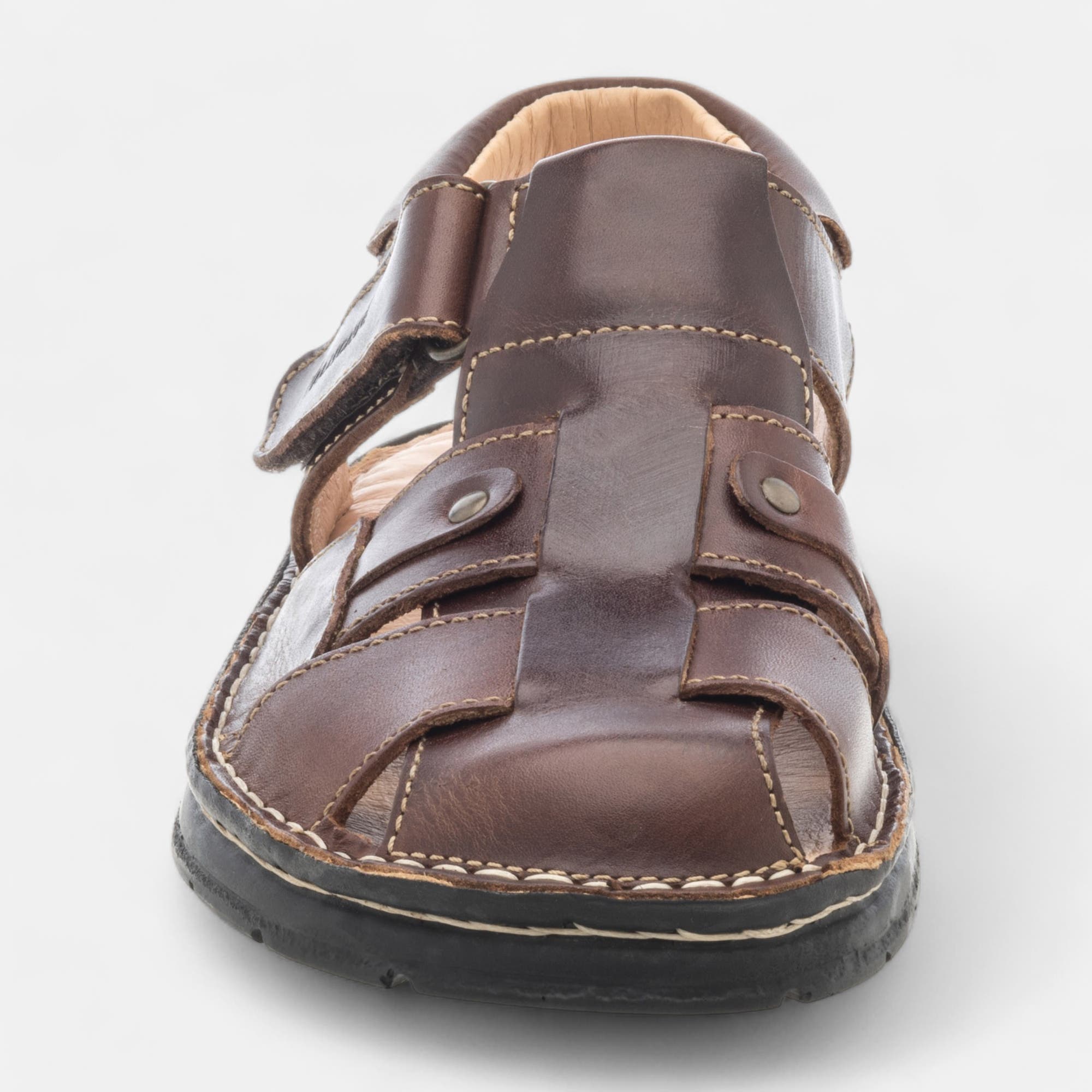 Nu-pieds confort Homme en cuir cognac
