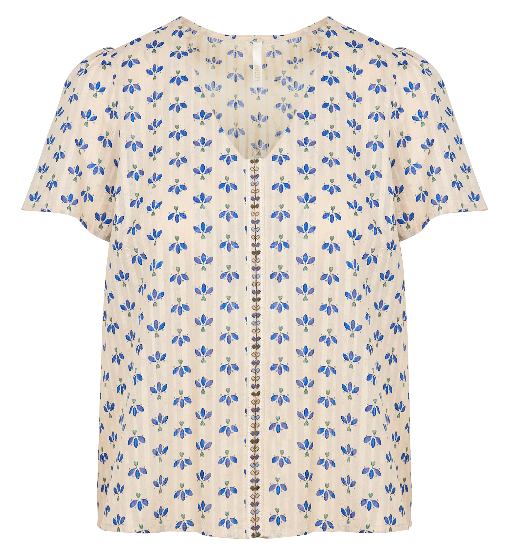 Blouse col rond en coton | Blanc