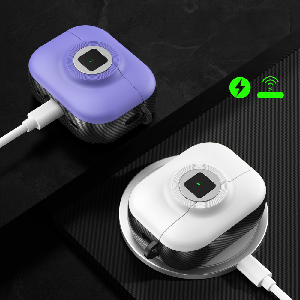AirPods 4 Hybrid Hardcase Schutzhülle mit Verschluss   Karabinerhaken - Grün