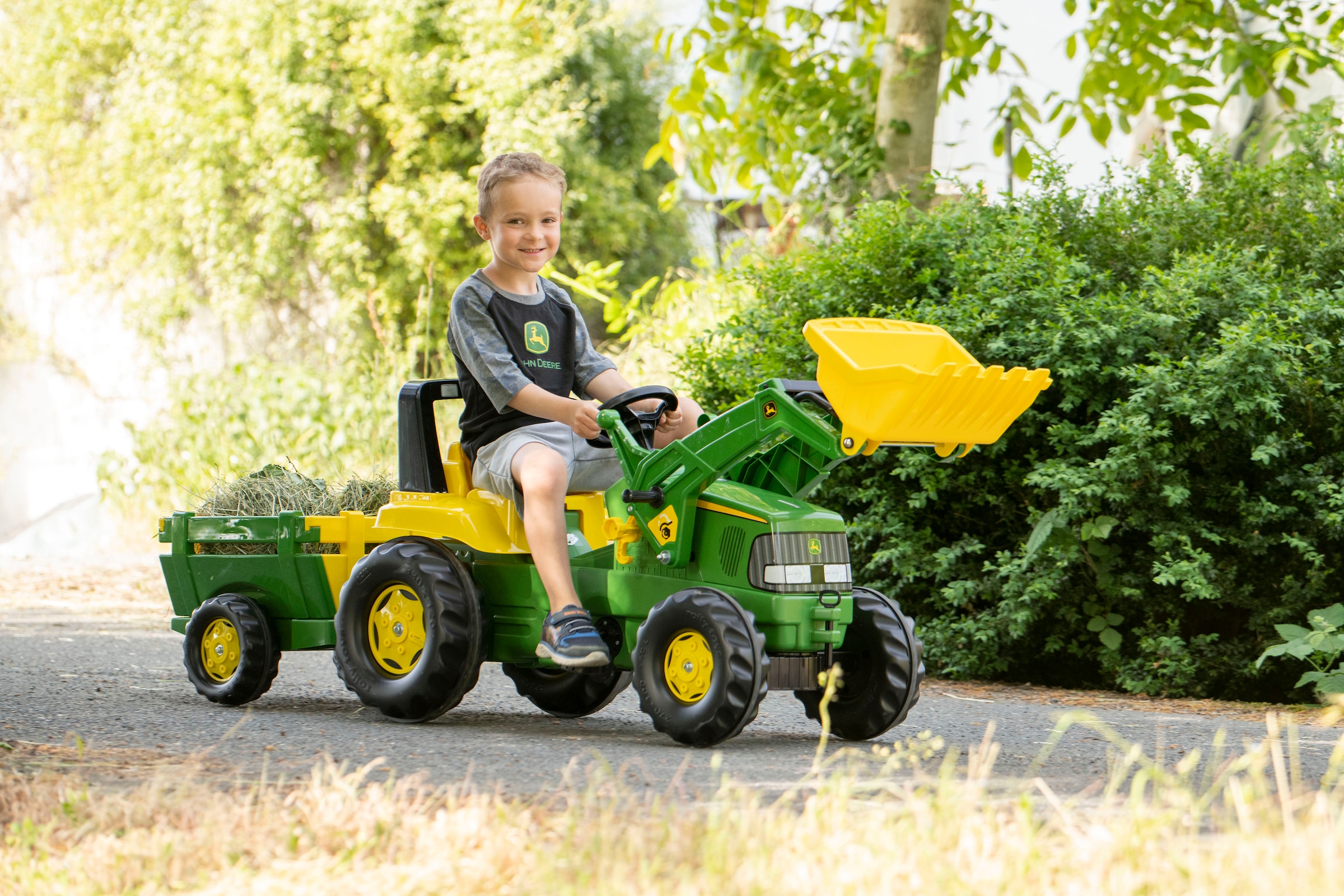 rolly toys® Trettraktor »rollyJunior John Deere mit Lader und Trailer« Made in Europe Made in Germany