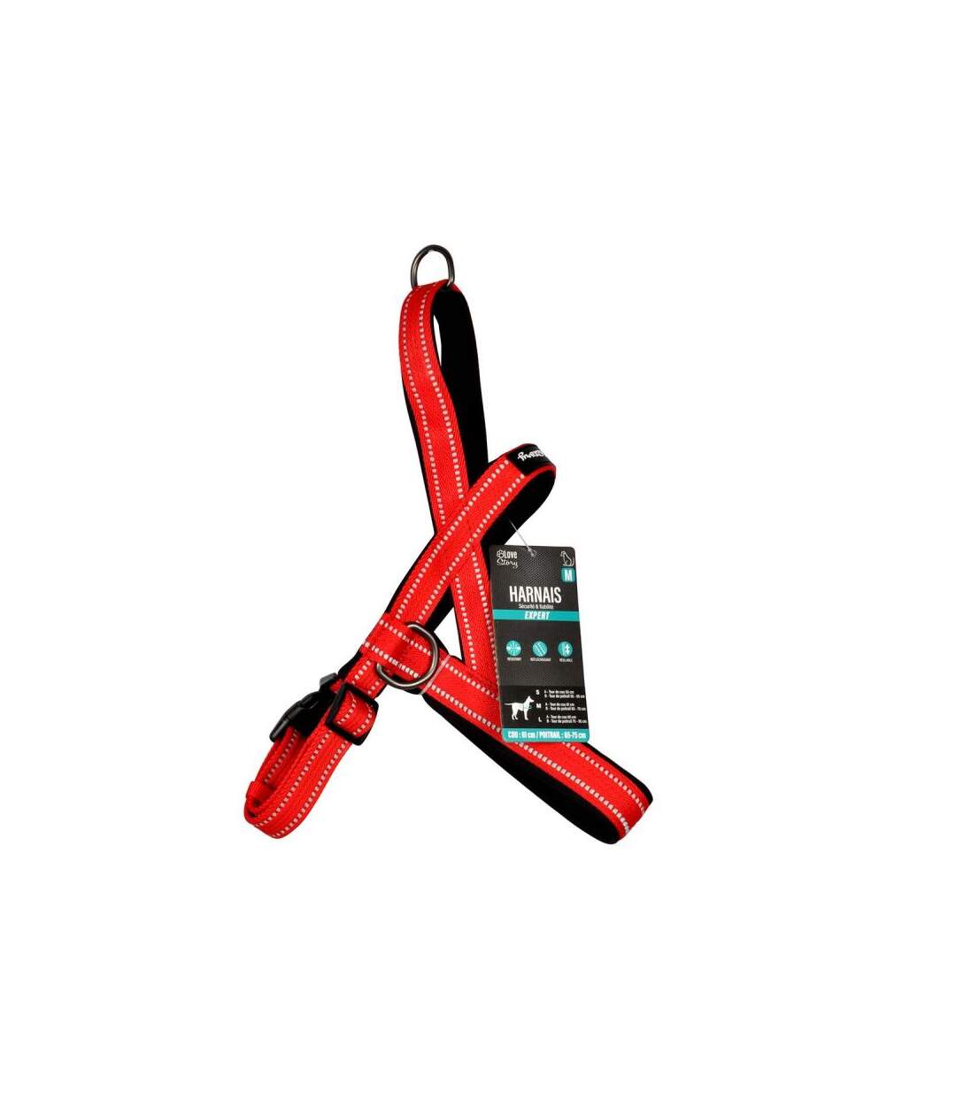 Paris Prix - Harnais Norvégien expert Réglable 75cm Rouge