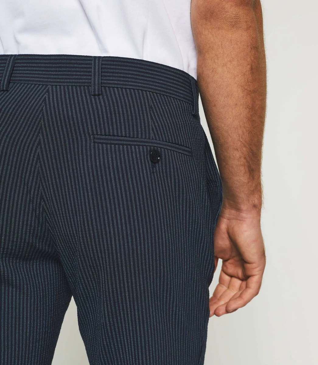 Pantalon ville à rayures marine 