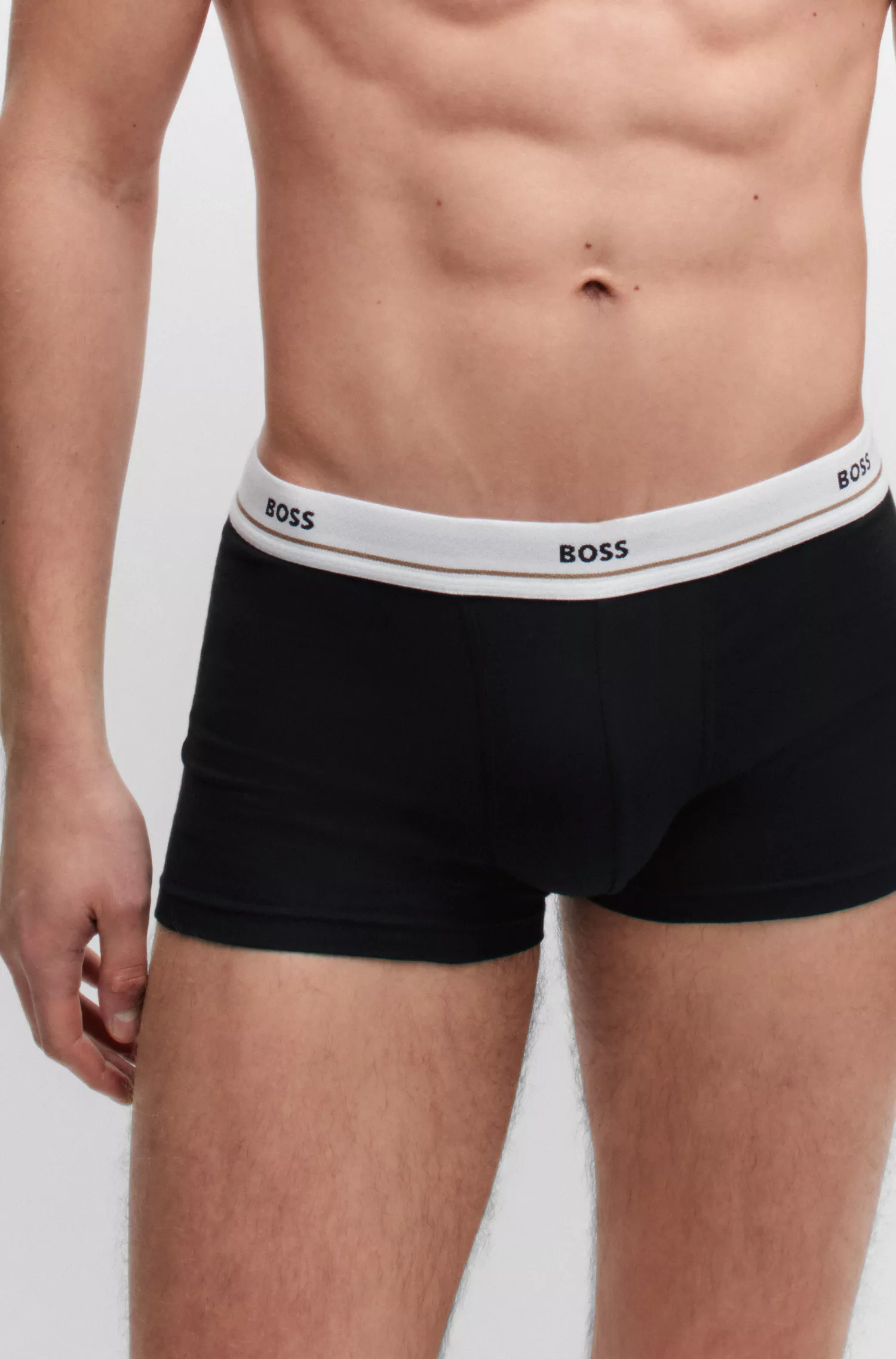 BOSS Black - Pacote com cinco cuecas boxer de algodão elástico com cós com logotipo.