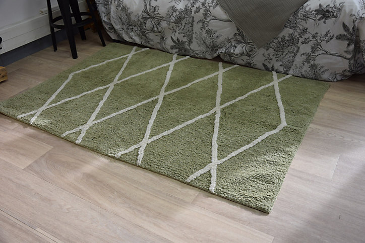 Tapis rectangle Balte 100% coton kaki L.100 x l.150 cm