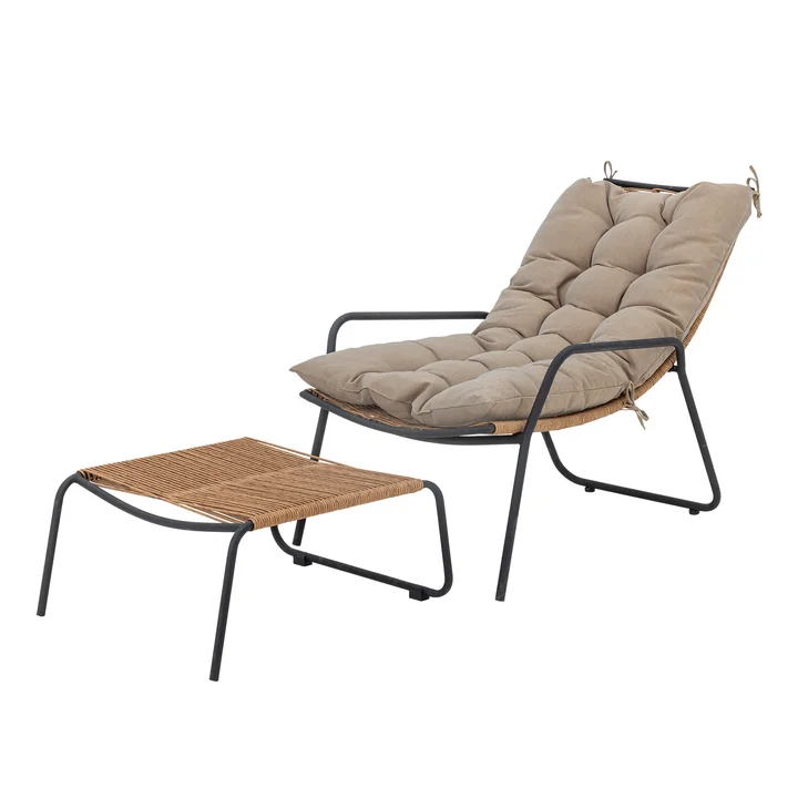Bloomingville - Boel Liegestuhl mit Hocker, natur