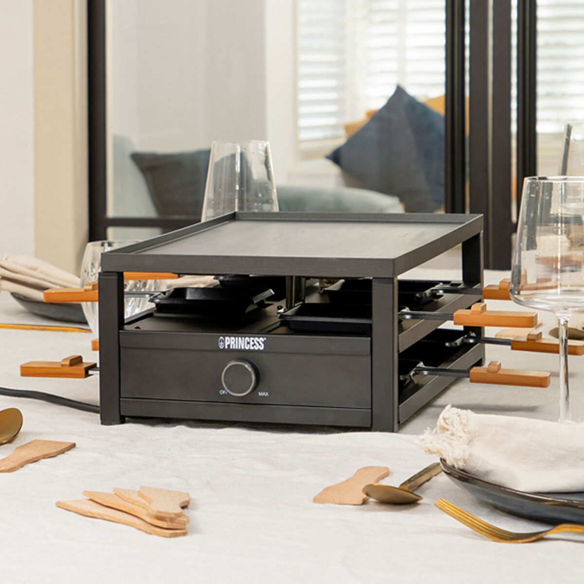 Princess Black Steel Raclette, 8 personer