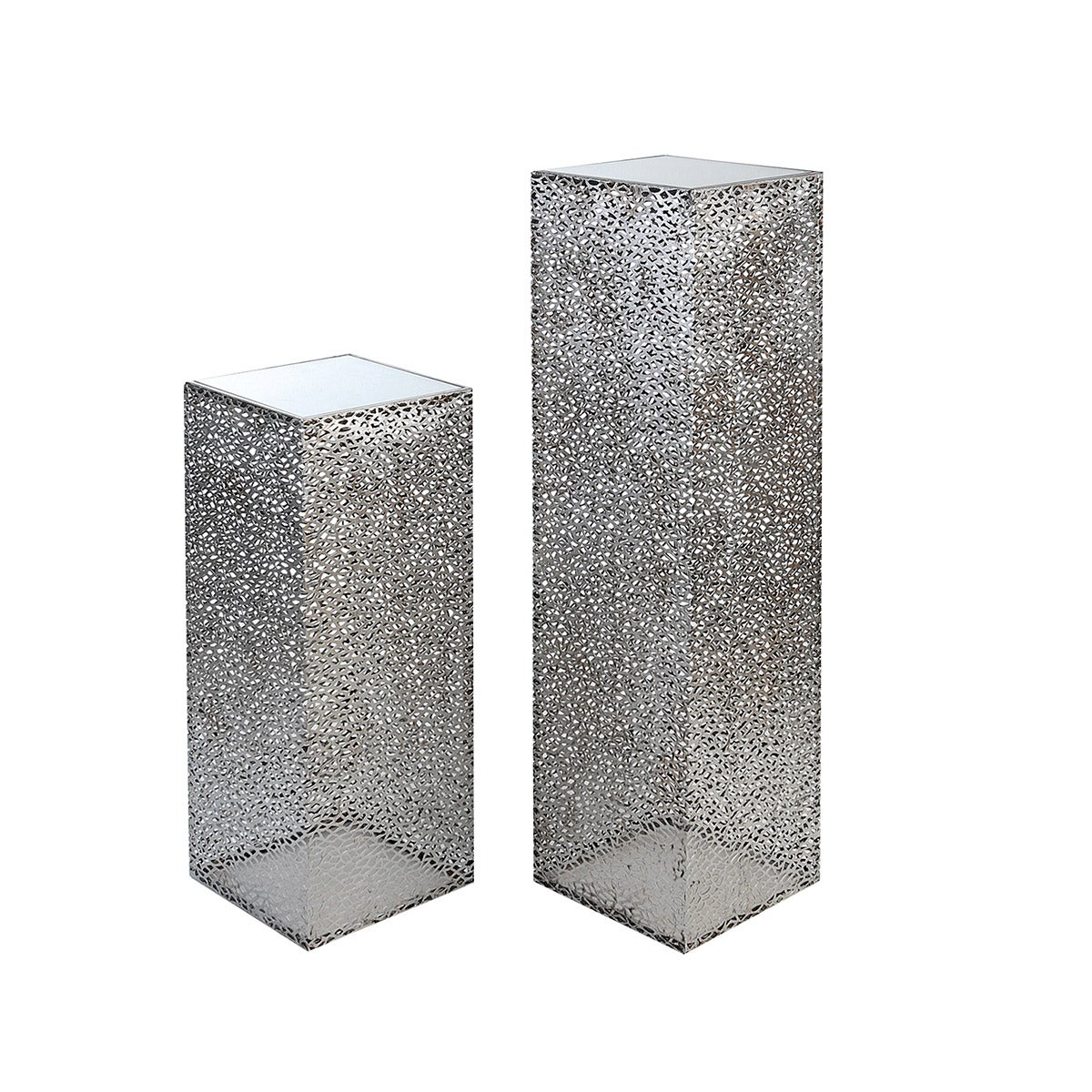 Gildenzuil, hoogte 70 cm, breedte 27 cm, zilverkleurig, glas, metaal
