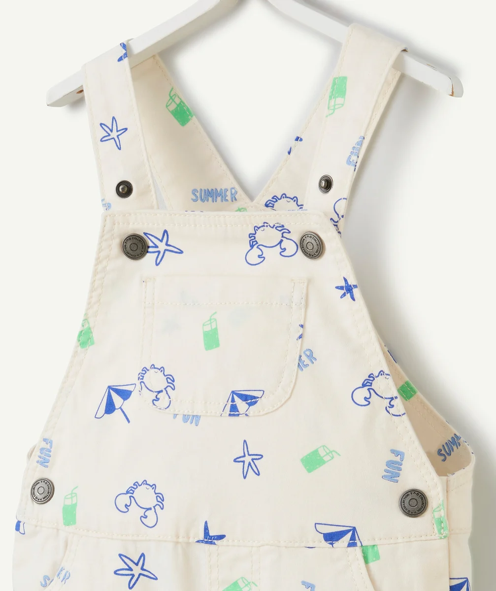 salopette bébé garçon écrue et imprimée thème plage