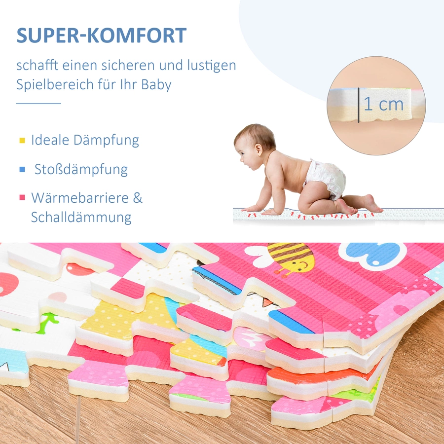 HOMCOM Puzzlematte 16-teilig mehrfarbig