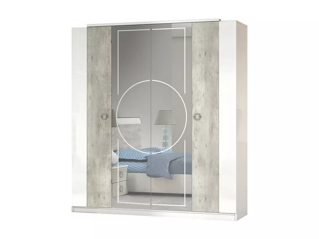 GOYA - Ensemble Lit 140x190cm + 2 Chevets + Armoire