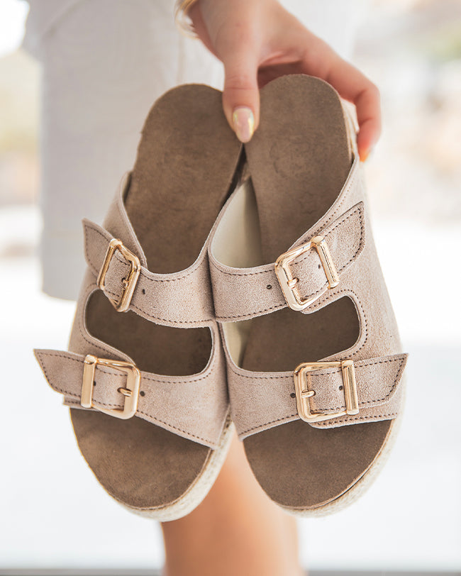 Sandale plateforme en CUIR beige mule femme - MJNP94