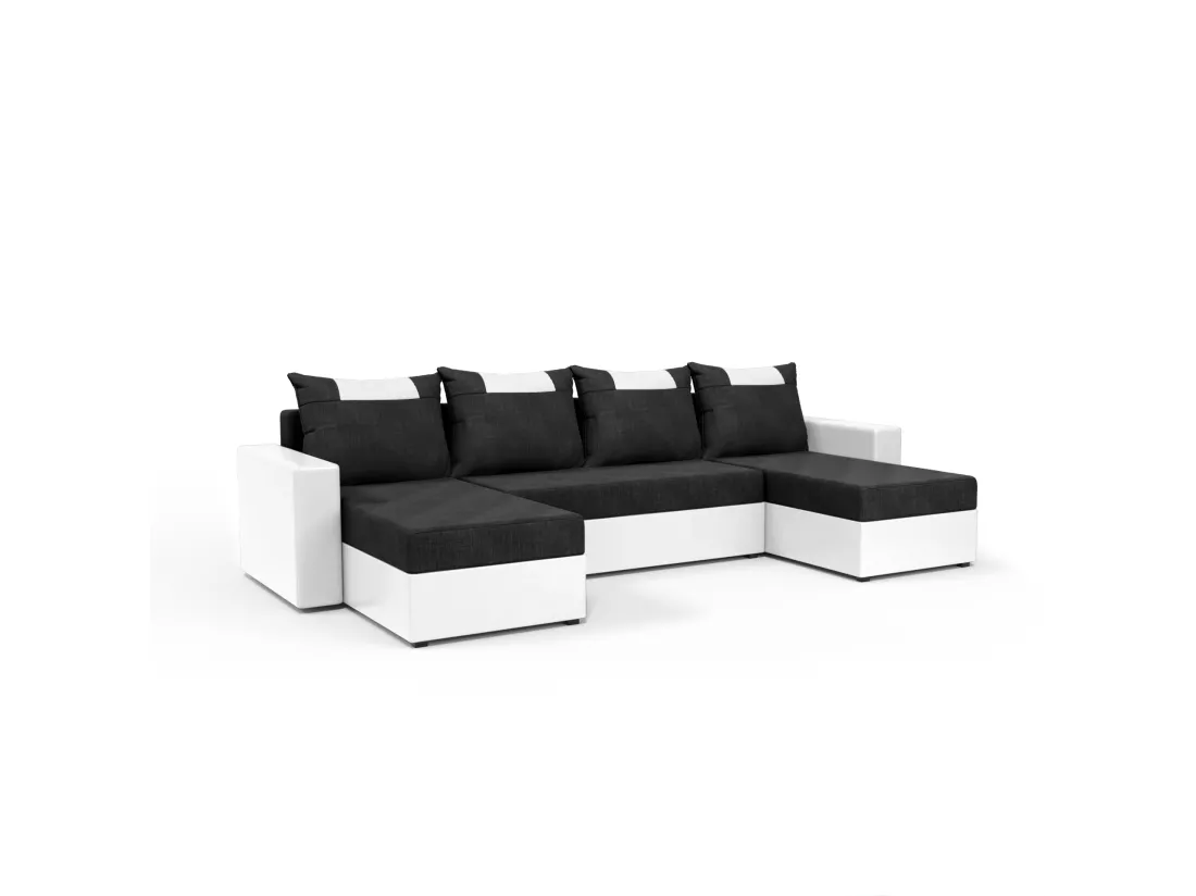 CANAPÉ PANORAMIQUE avec fonction de couchage Susanne jusqu’à 8 places, Noir+Blanc