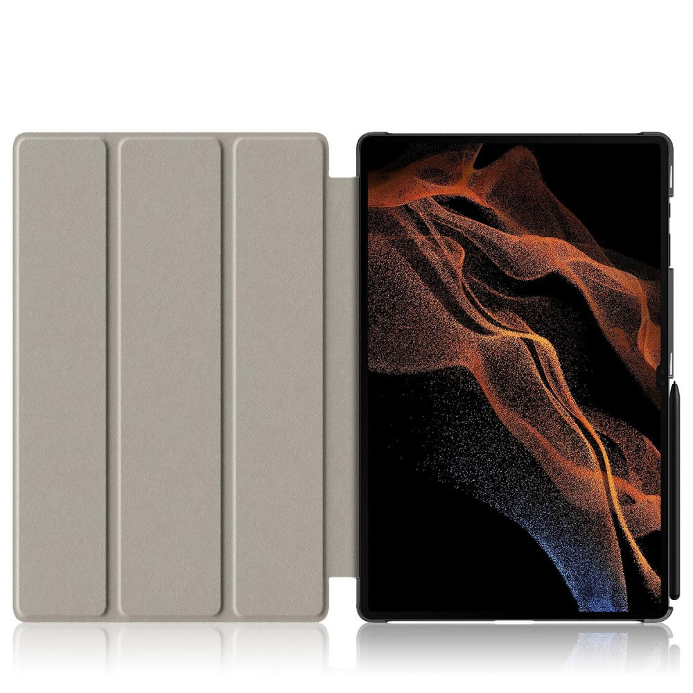 Samsung Galaxy Tab S9 Ultra Flipcase Hülle Ledertasche mit Aufstellfunktion Litchi Look   S-Pen Halterung - Schwarz