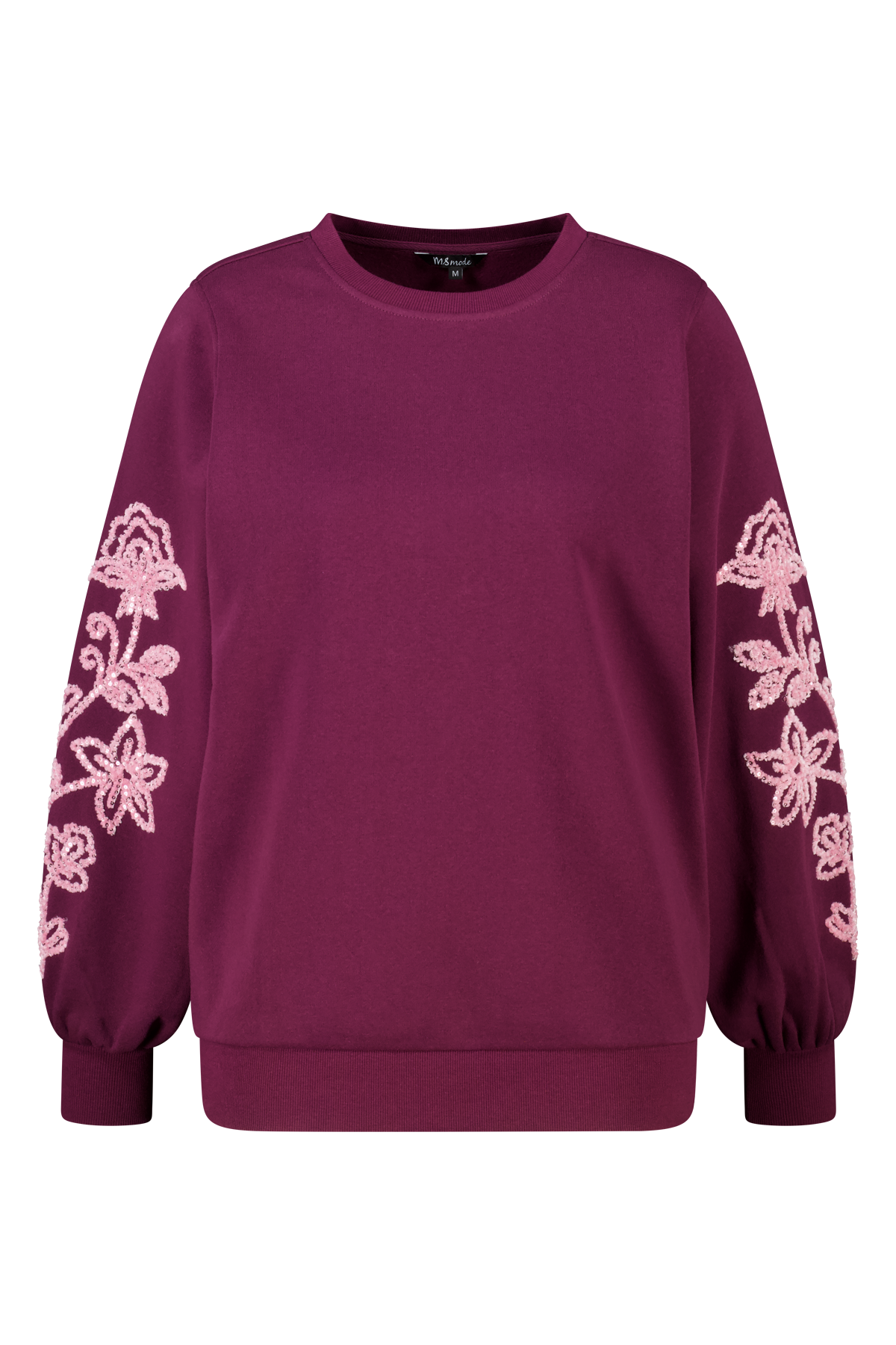 Trui met zachte embroidery op de mouwen Bordeaux