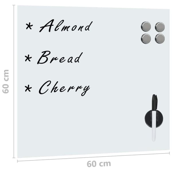 vidaXL Veggmontert magnetisk tavle glass 60x60 cm