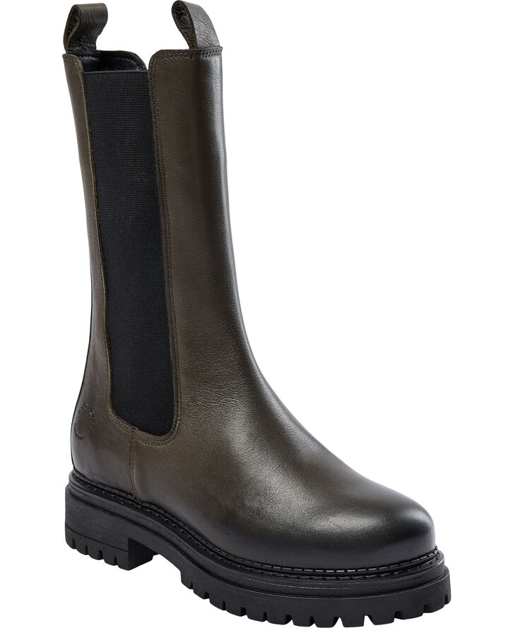 Cashott CASHANNAH Chelsea High Cut Leather Olive