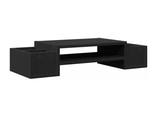 Support de moniteur avec rangement noir bois d'ingénierie