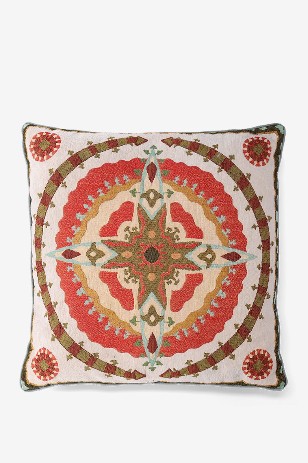 Multicolour jacquard kussen met crossover dessin