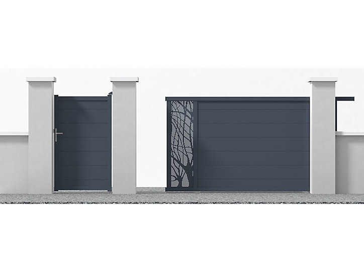 Portail Jardimat coulissant motorisé aluminium Fréjus gris - 350 x h.170 cm