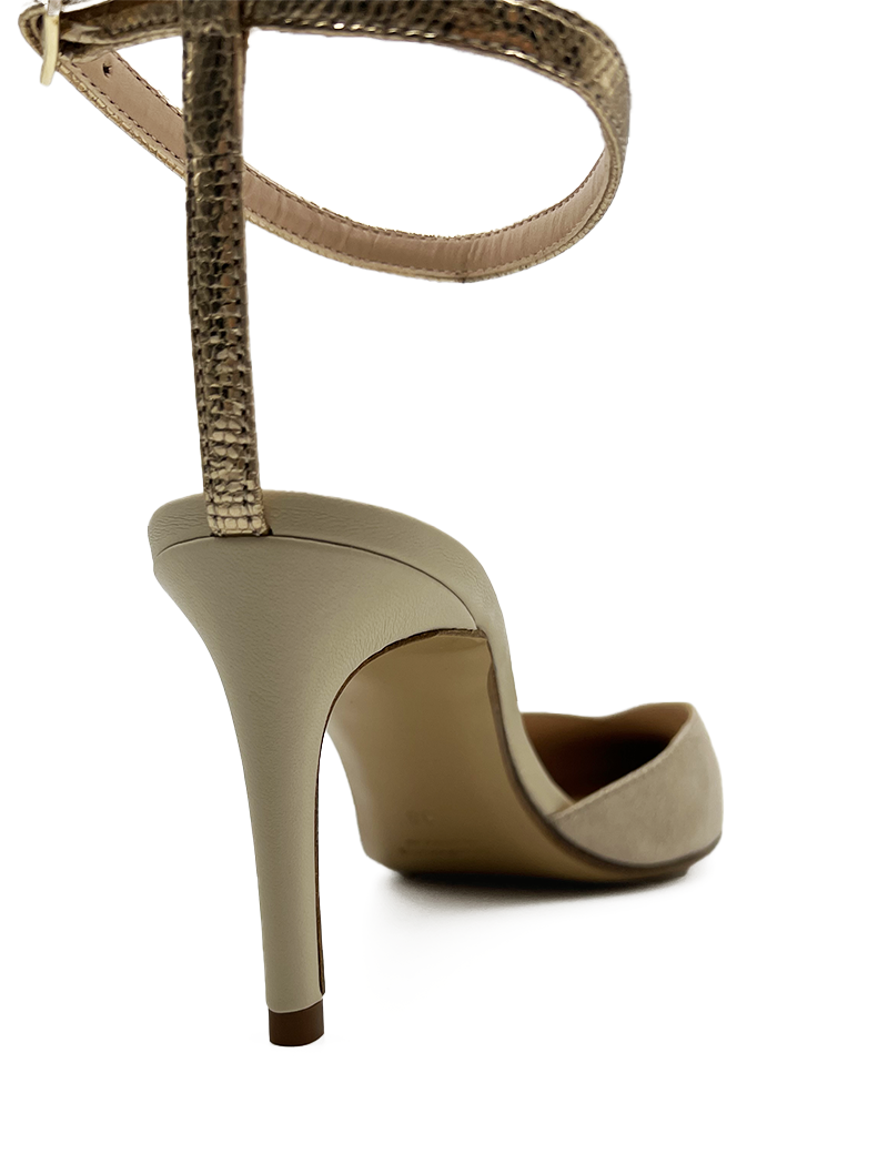 PAOYAMA ESCARPINS 7CM À BRIDE BEIGE IRISÉ